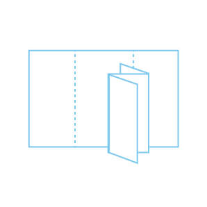 z fold folded leaflet diagram in light blue