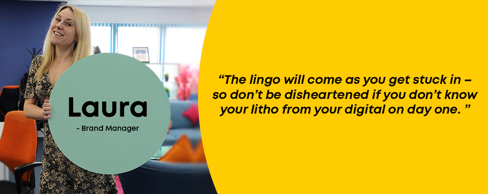 instantprint brand manager laura with a quote about getting to grips with printing terminology