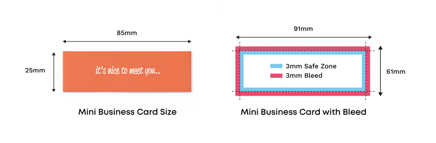 mini business card size with and without bleed