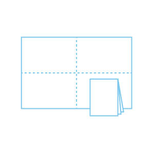 cross fold leaflet diagram in light blue
