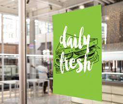 a4 poster outside of a sandwich shop