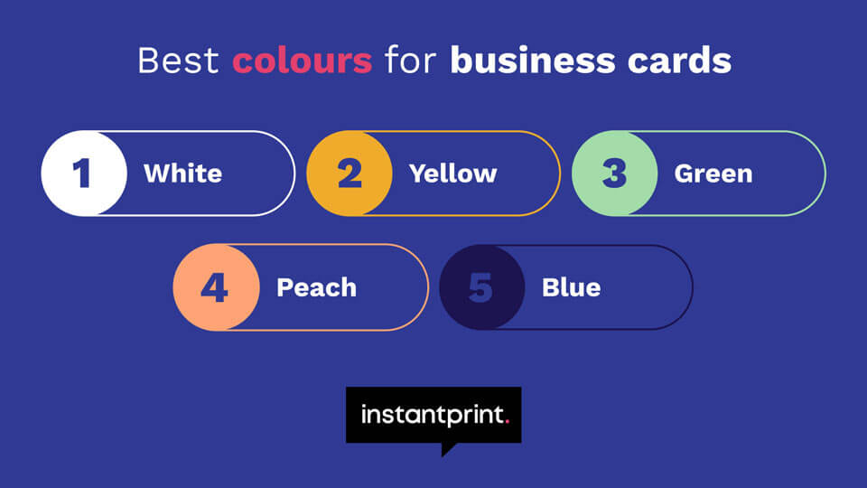 best colour business cards revealed as white yellow green peach and blue