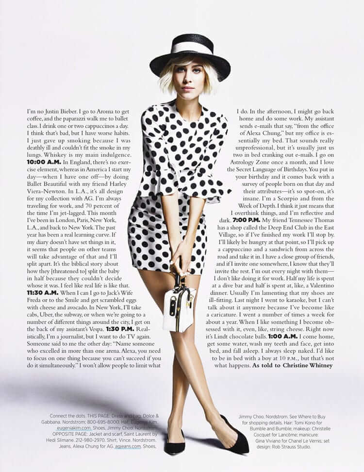 text wrapping around a woman in a magazine design