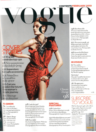 vogue fashion magazine contents page layout