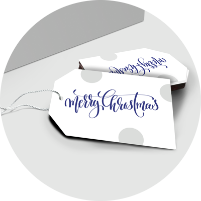 blue and silver merry Christmas gift tags