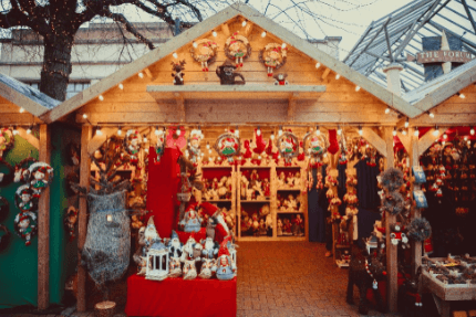 christmas lights at a german market