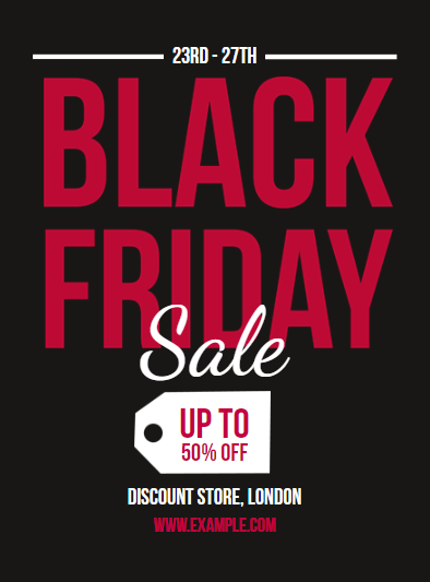 free black friday sales poster design template with red text