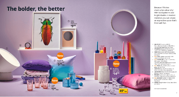 purple ikea catalogue interior design scene