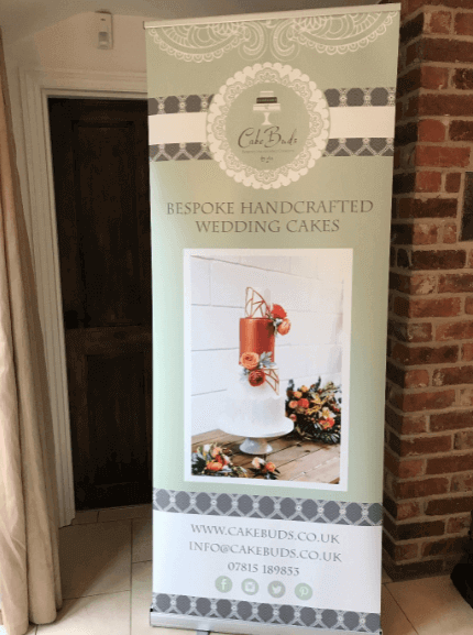 green roller banner design for a cake decorating business